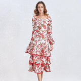 Primetime Looks-Floral off-shoulder top and ruffled skirt set