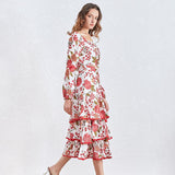 Primetime Looks-Floral off-shoulder top and ruffled skirt set