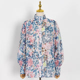 Floral Print Blouse and Shorts Set in colors