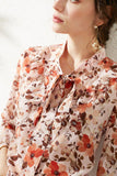 Floral Silk Bowknot blouse