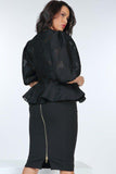 Flower Patch Peplum Top in black