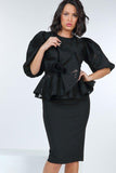 Flower Patch Peplum Top in black