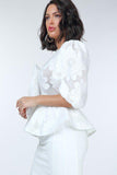 Flower Patch Peplum Top in white