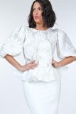 Flower Patch Peplum Top in white