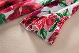 Primetime Looks-Flowery Blouse and Elastic Pants in Set