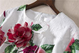 Primetime Looks-Flowery Blouse and Elastic Pants in Set