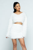 Fluffy crop top and skirt set