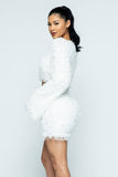 Fluffy crop top and skirt set