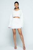 Fluffy crop top and skirt set