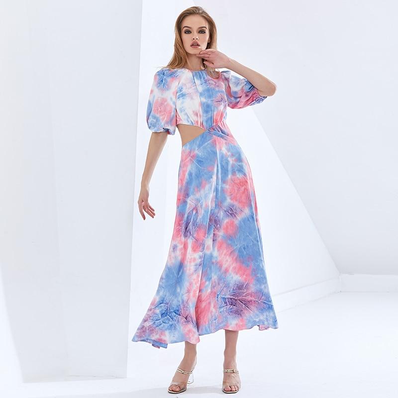 FREA Cut-out Waist Midi Dress in colors