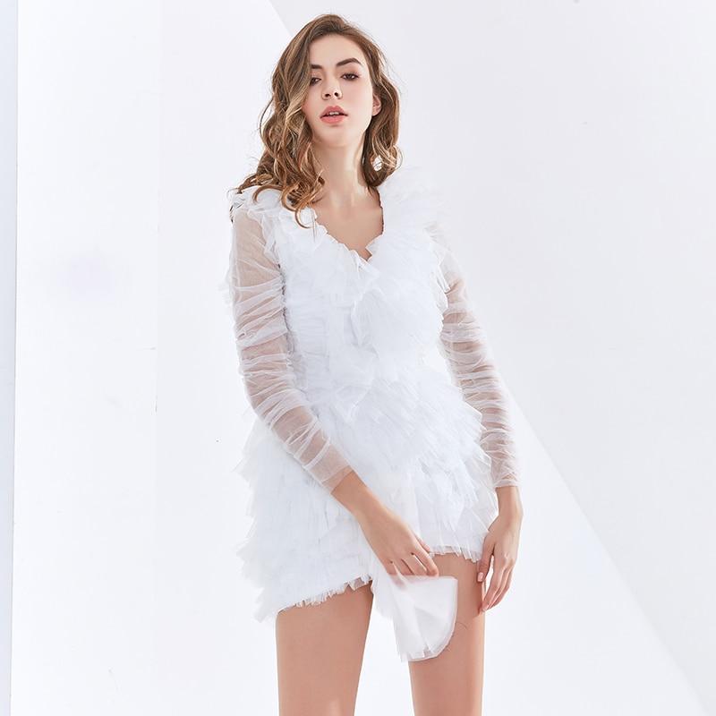 FREYA Ruffled Mesh Mini Dress in colors