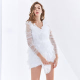 FREYA Ruffled Mesh Mini Dress in colors