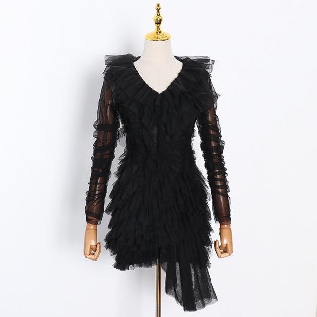 FREYA Ruffled Mesh Mini Dress in colors