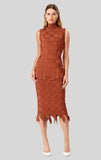 Fringe Hem Bodycon Top and Midi Skirt Set