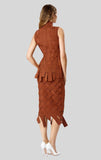 Fringe Hem Bodycon Top and Midi Skirt Set