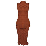 Fringe Hem Bodycon Top and Midi Skirt Set