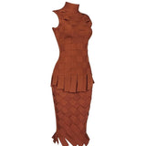Fringe Hem Bodycon Top and Midi Skirt Set