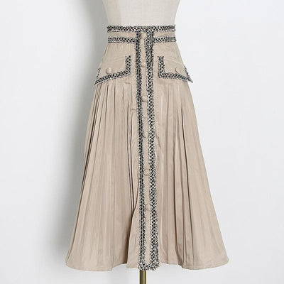 Fringe Lace Trim Midi Skirt