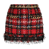 Fringes and Chains Tweed Mini Skirt