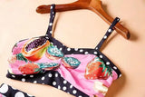 Primetime Looks-Frutti printed crop top & skirt set