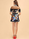 Galaxy printed mesh skirt suit-Primetime Looks