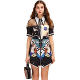 Primetime Looks-Galaxy printed mesh skirt suit