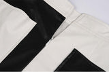 Geometric Leather Mini Skirt