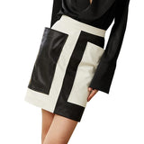 Geometric Leather Mini Skirt