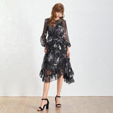Gertrude Asymmetrical ruffled chiffon midi dress