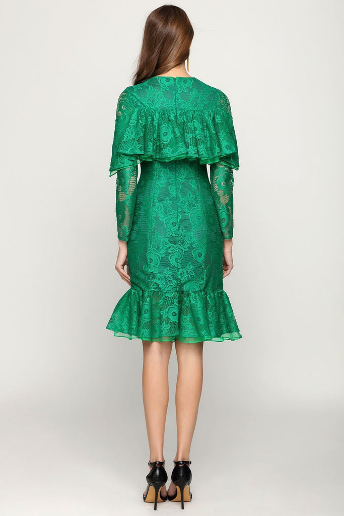 GRACIELLA ruffled midi dress in jade