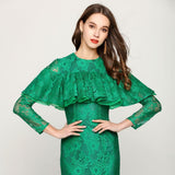 GRACIELLA ruffled midi dress in jade