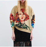 Grumpy redhead printed oversize pullover-Primetime Looks