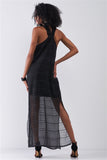 Halter black chiffon summer dress