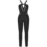 Halter party jumpsuit in black