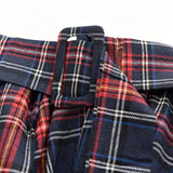 Handkerchief Hem Plaid Print Midi Skirt