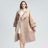 High-Neck Roomy Belted Coat in colors