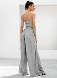 Primetime Looks-High-waisted tube pants and top in gray