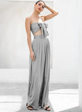 Primetime Looks-High-waisted tube pants and top in gray