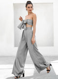 Primetime Looks-High-waisted tube pants and top in gray