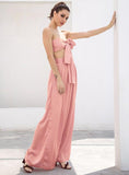 Primetime Looks-High-waisted tube pants and top in pink