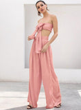 Primetime Looks-High-waisted tube pants and top in pink