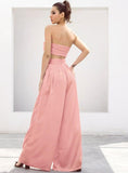 Primetime Looks-High-waisted tube pants and top in pink
