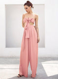 Primetime Looks-High-waisted tube pants and top in pink
