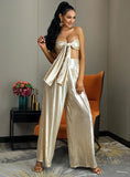 High-Waisted Tube top and Pants in gold