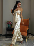 High-Waisted Tube top and Pants in gold