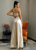 High-Waisted Tube top and Pants in gold