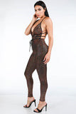 Primetime Looks-Hologram Sparkled Open Back Jumpsuit