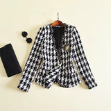 Houndstooth blazer with a badge
