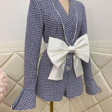 Houndstooth Playsuit with detachable bow