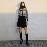 Houndstooth Print Vintage-Inspired Sweater